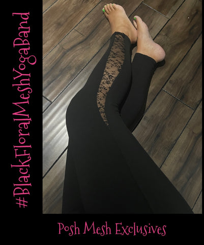 Black Floral Mesh Yoga Band 2-10