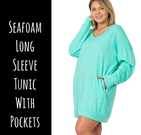 Seafoam Long Sleeve Tunic with Pockets