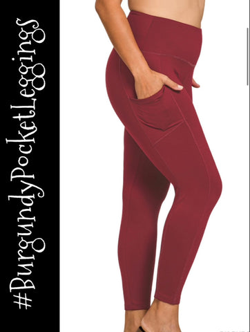 Burgundy Pocket Leggings