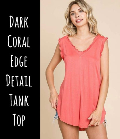 Dark Coral Edge Detail Tank Top