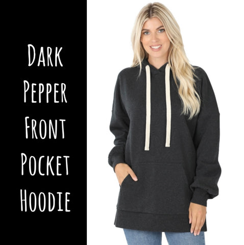 Dark Pepper Front Pocket Hoodie