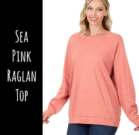 Sea Pink Raglan Top - S