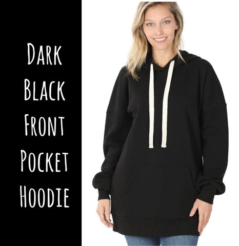 Dark Black Front Pocket Hoodie