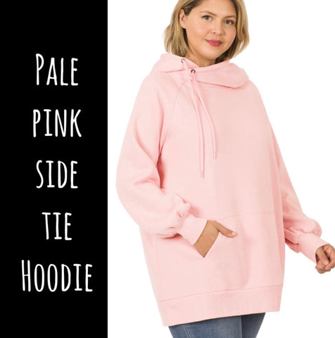 Pale Pink Side Tie Hoodie