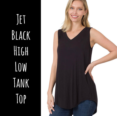 Jet Black High Low Tank Top
