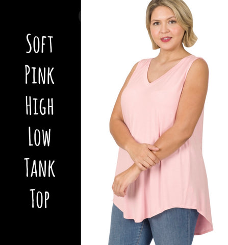 Soft Pink High Low Tank Top - SMALL