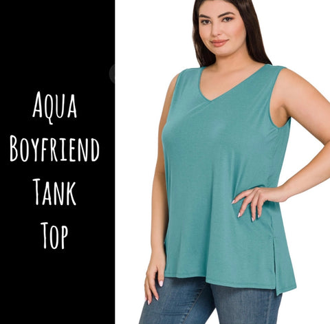 Aqua Boyfriend Tank Top