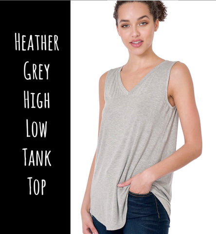 Heather Grey High Low Tank Top