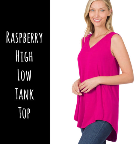 Raspberry High Low Tank Top
