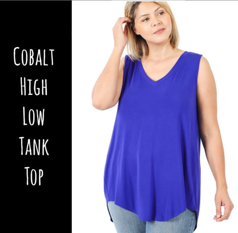 Cobalt High Low Tank Top -S