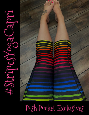 Stripes Yoga Capri Posh Pocket Exclusives 20-24
