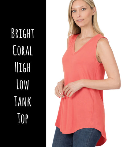 Bright Coral High Low Tank Top