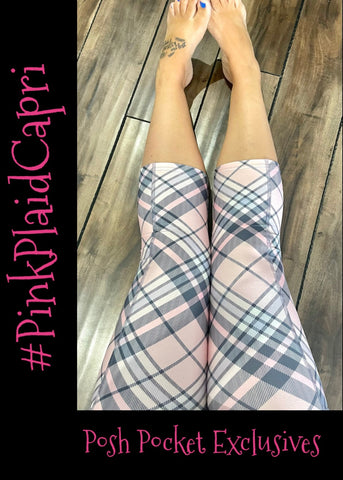 Pink Plaid Yoga Capri - Posh Pocket Exclusives 12-18