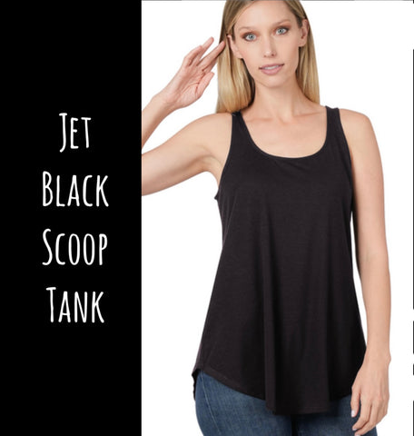 Jet Black Scoop Tank -S