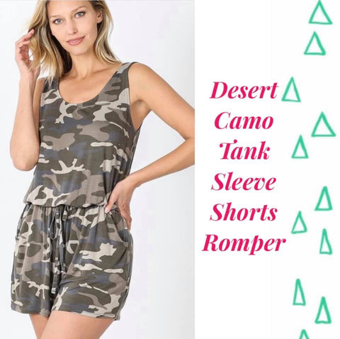 Desert Camo Tank Top Shorts Romper