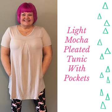 Light Mocha Pleated Tunic with Pockets
