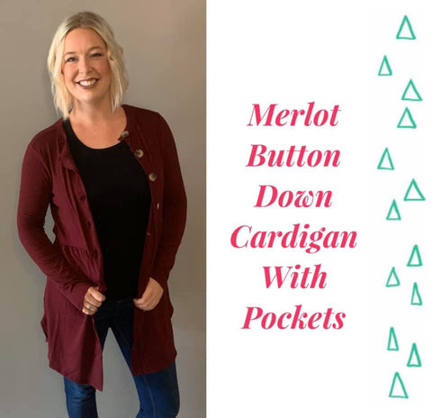 Merlot Button Down Cardigan with Pockets