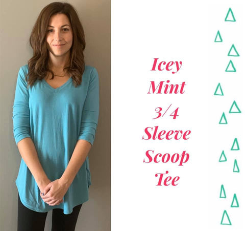 Icey Mint 3/4 Sleeve Scoop Tee
