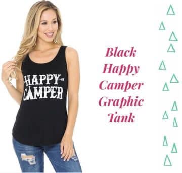 Black Happy Camper Graphic Tank