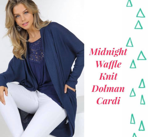 Midnight Waffle Knit Cardi With Pockets