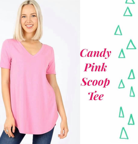 Candy Pink Scoop Tee - SMALL ONLY