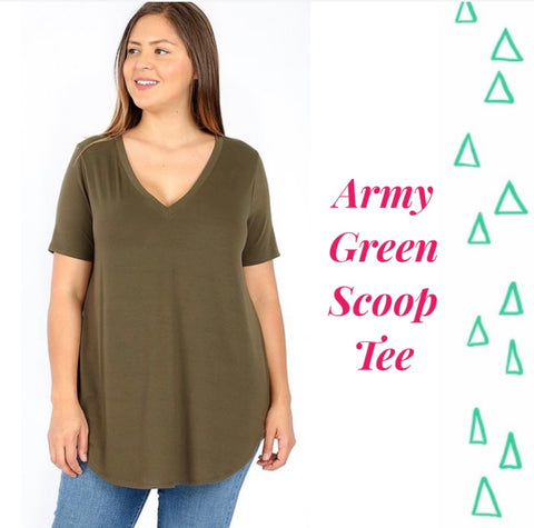 Army Green Scoop Tee