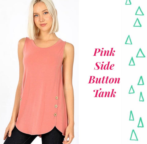 Pink Side Button Tank