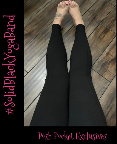 Solid Black with Pockets Yoga Band Ladies Size 12-18 - Posh Pocket Exclusives