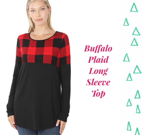 Buffalo Plaid Long Sleeve Top - L
