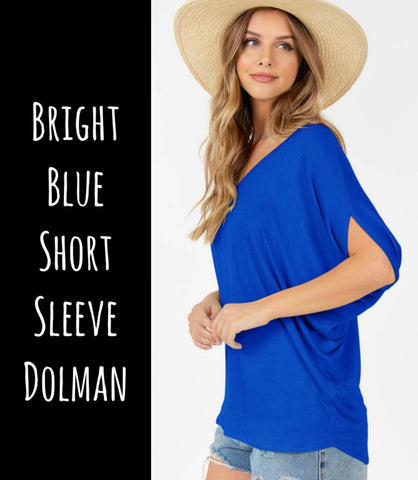 Bright Blue Short Sleeve Dolman Top - M