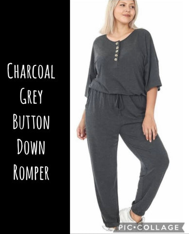 Charcoal Button Down Romper