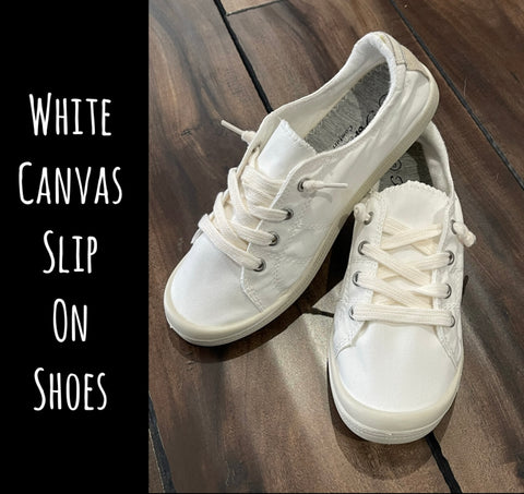 White Canvas Slip On Shoes
