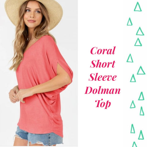 Coral Short Sleeve Dolman Top - Small