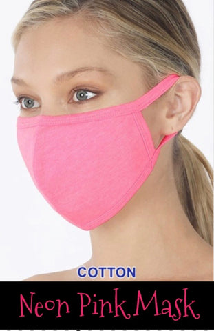 Neon Pink Cotton Mask
