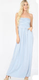 T- Grey strapless maxi dress with pockets - Large