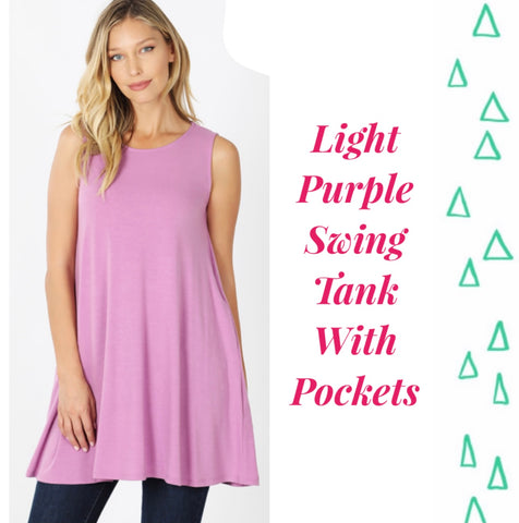 Light Purple Swing Tank With Pockets - L