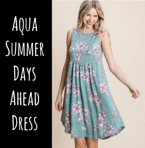 Aqua Summer Days Ahead Dress - S, M, 3x