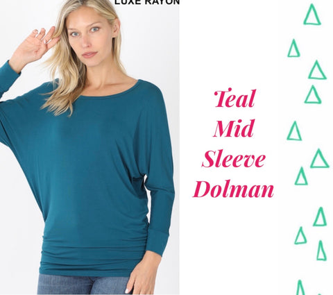 Teal Mid Sleeve Dolman