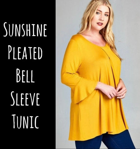 Sunshine Pleated Bell Sleeve Tunic - 3x
