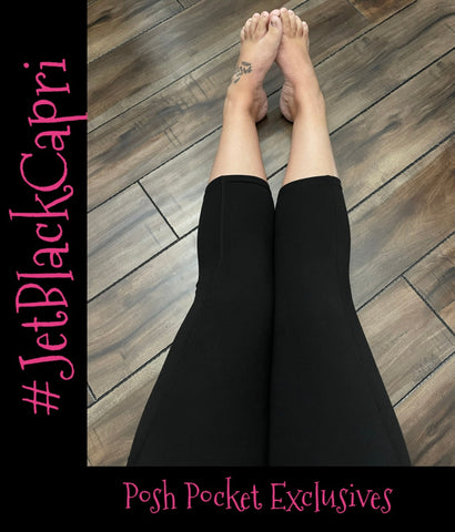 Jet Black Yoga Capri Posh Pocket Exclusives 12-18