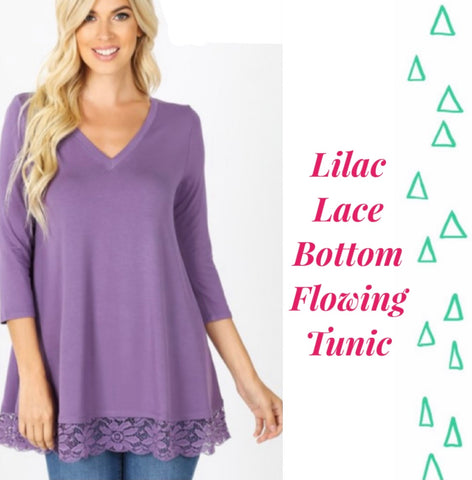 Lilac Lace Bottom Flowing Tunic Small