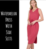 Watermelon Dress With Side Slits - S