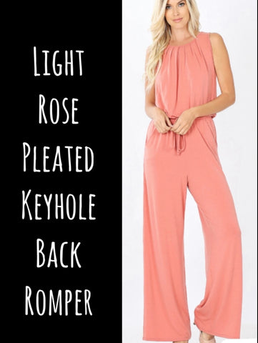 Pink Pleated Keyhole Back Romper
