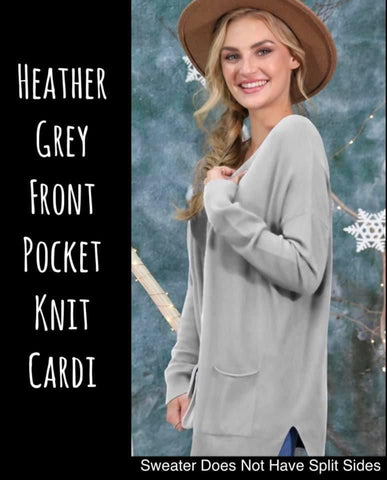 Heather Grey Front Pocket Knit Cardi