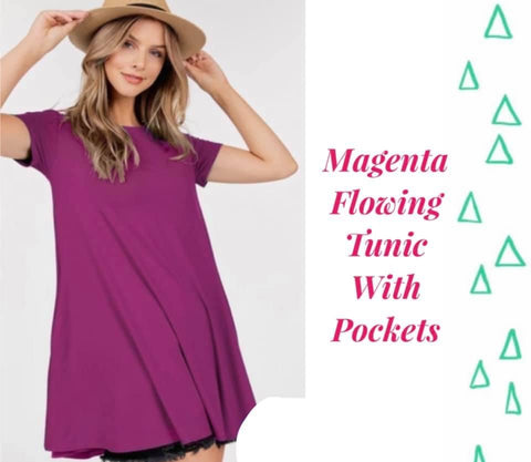 Magenta Flowing Tunics With Pockets S