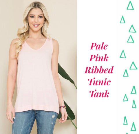 Pale Pink Ribbed Tank - XL