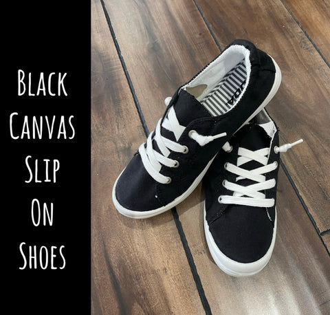 Black Canvas Slip On Shoes