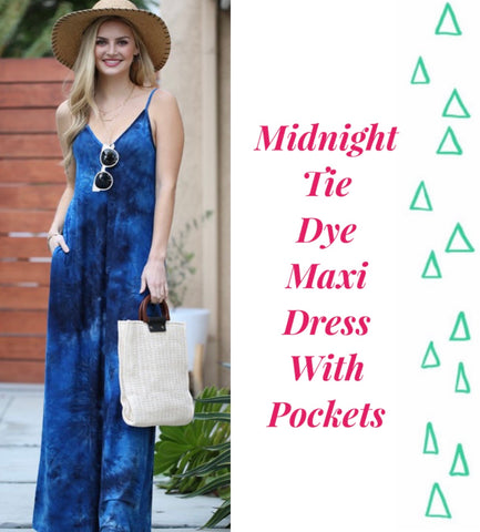 Midnight Tie Dye Maxi Dress With Pockets