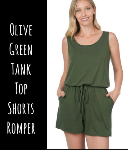 Olive Tank Top Shorts Romper