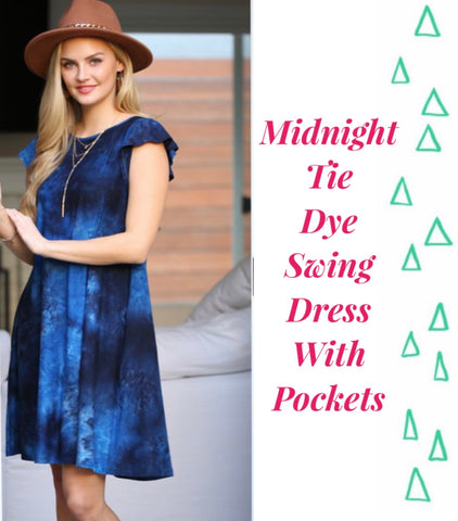 Midnight Tie Dye Swing Dress With Pockets